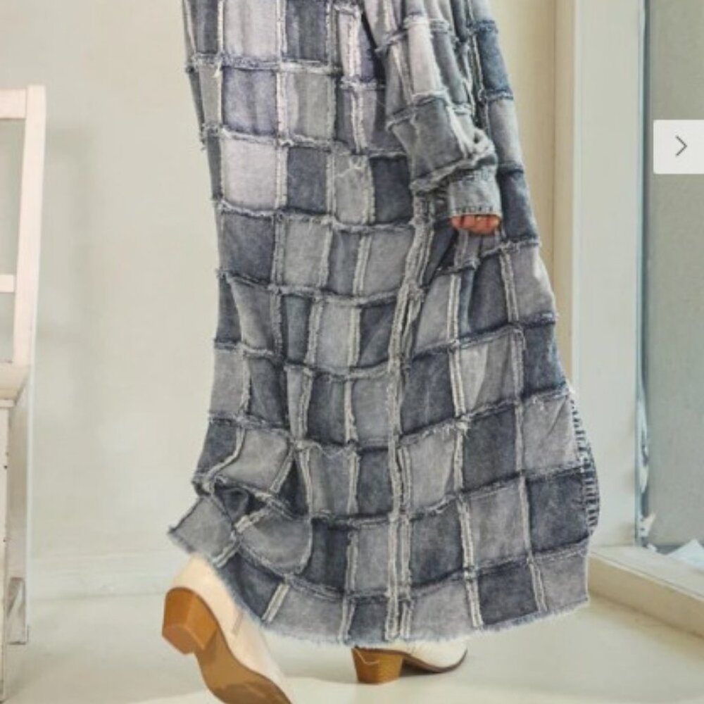 Oli & Hali Mineral Wash Oversized Patchwork Shirt Dress - Picture 4 of 7